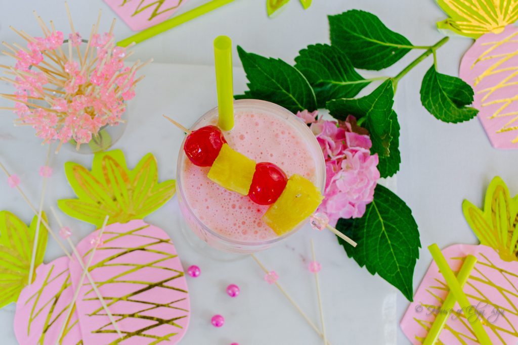 Overhead view of a Pink Pineapple Shake