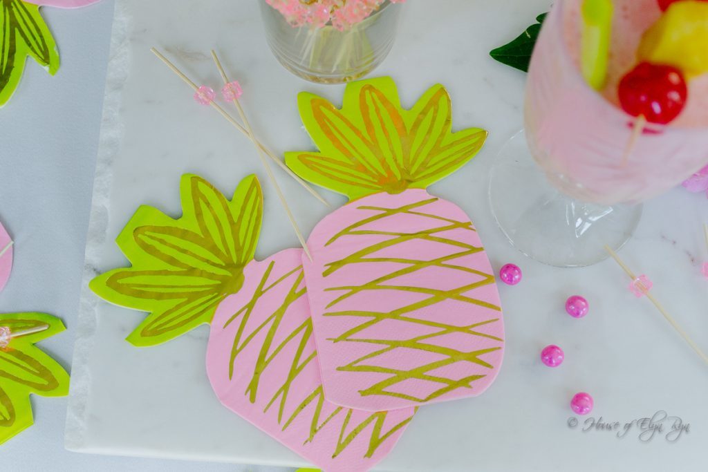 Pink Pineapple shaped napkins
