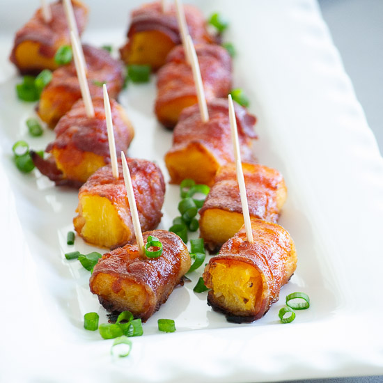 Pineapple Bacon Bites on a Tray