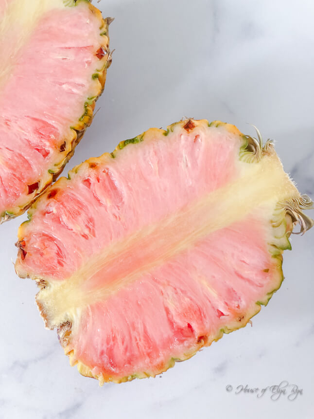 Inside of a pink pineapple