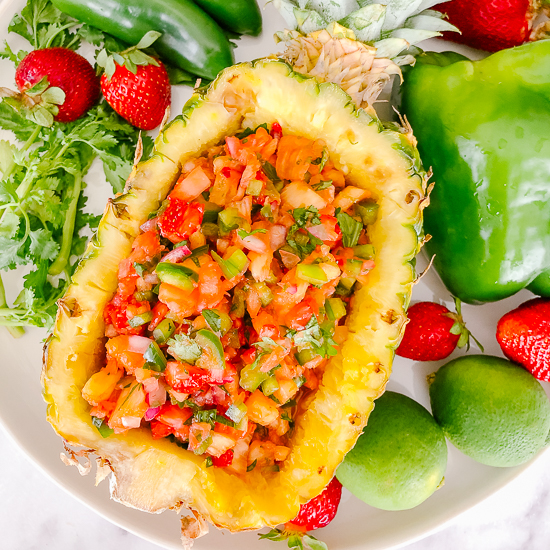 Pineapple Shell with Strawberry Pineapple Salsa