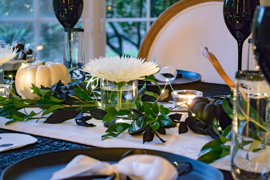 Elegant Black and White Halloween Table