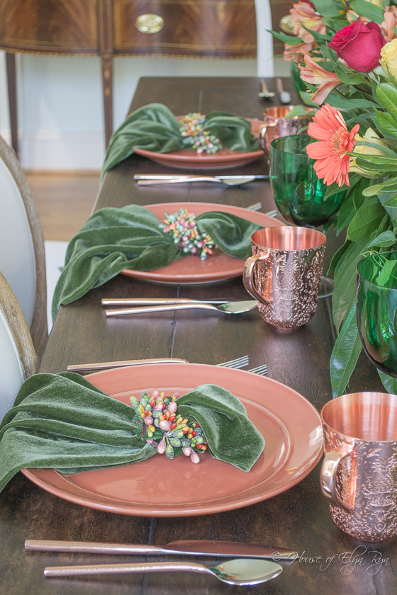 Velvet green napkins