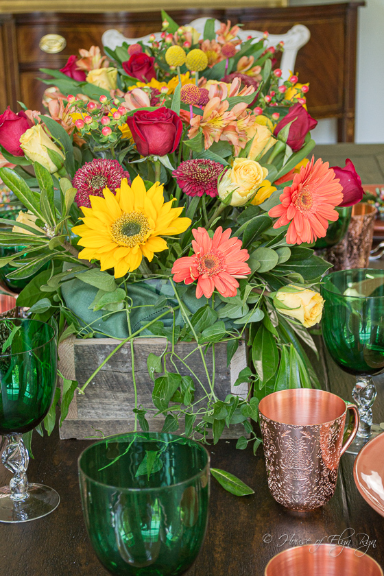Vibrant flowers for a Fall Equinox Table