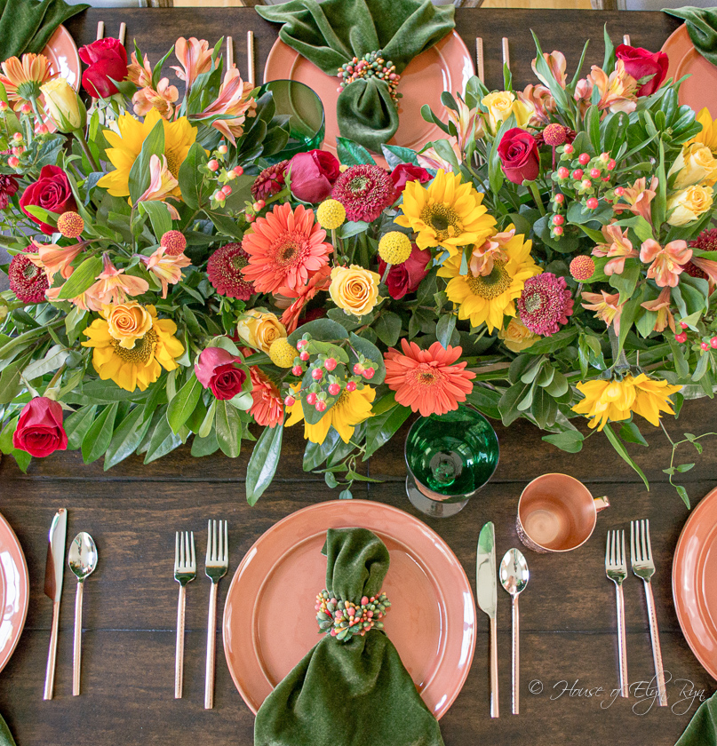 Autumn-colored flower centerpiece
