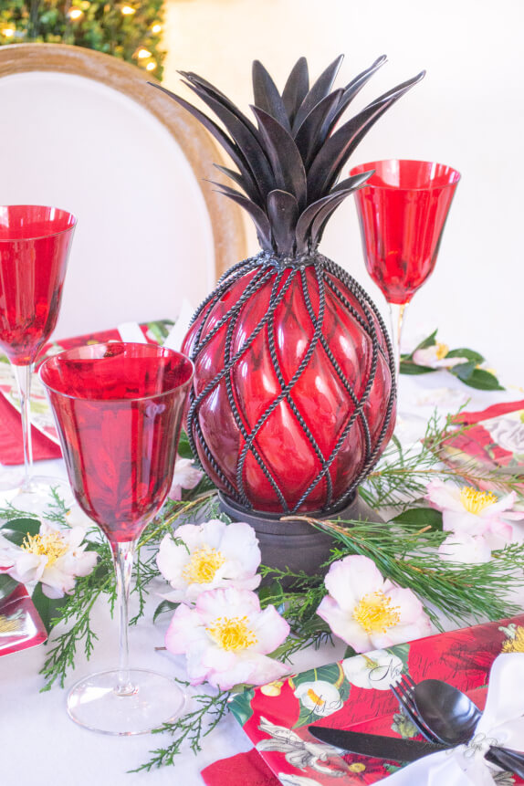 Red Botanical Table