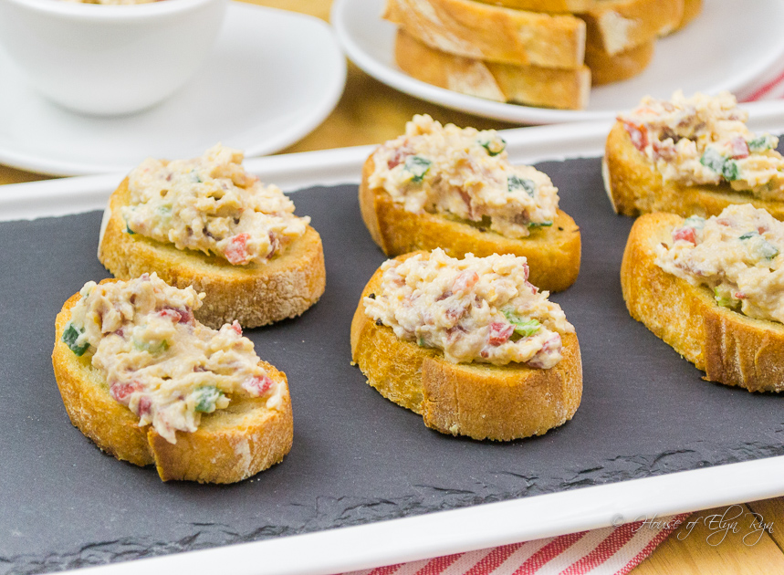 Bacon and Pimento Cheese Crostini