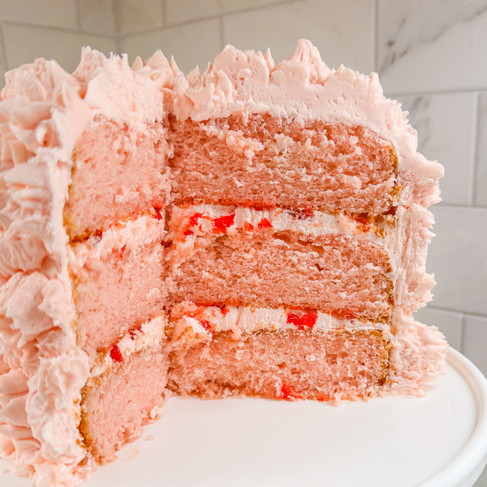 Beautiful Pink Cherry Cake