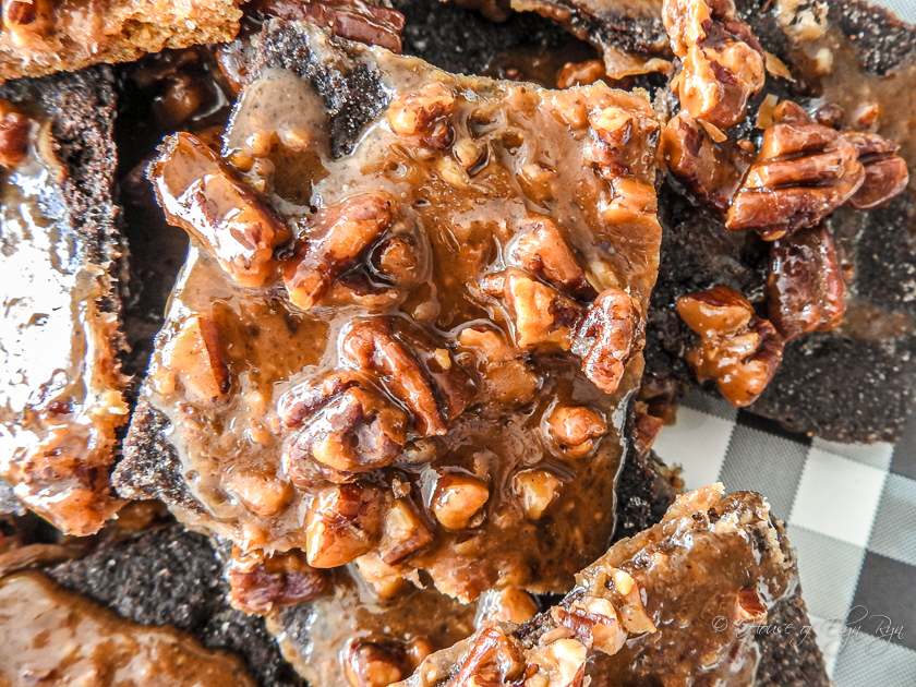 Closeup of nuts in pecan grahams