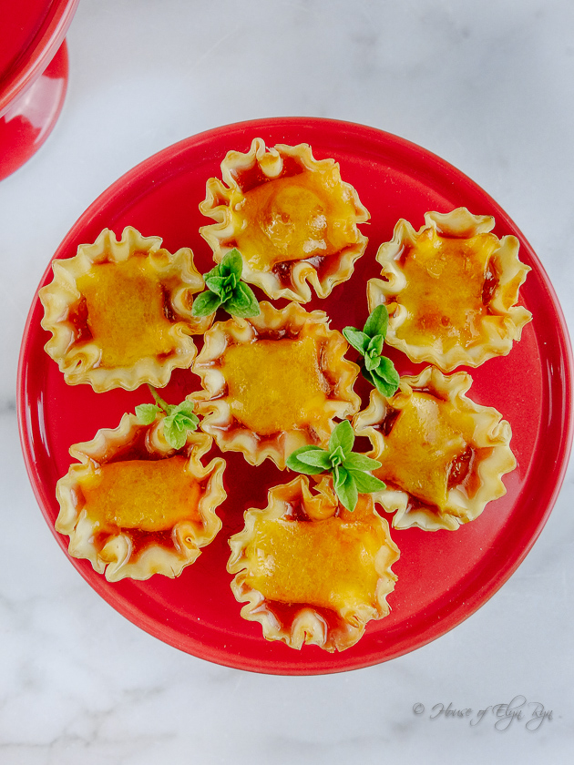 Sour cherry cheddar bites on a platter