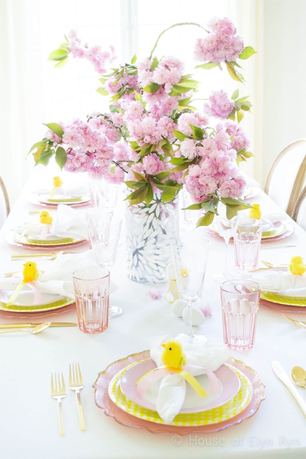 Pink and Yellow Spring Table - The House of Elyn Ryn