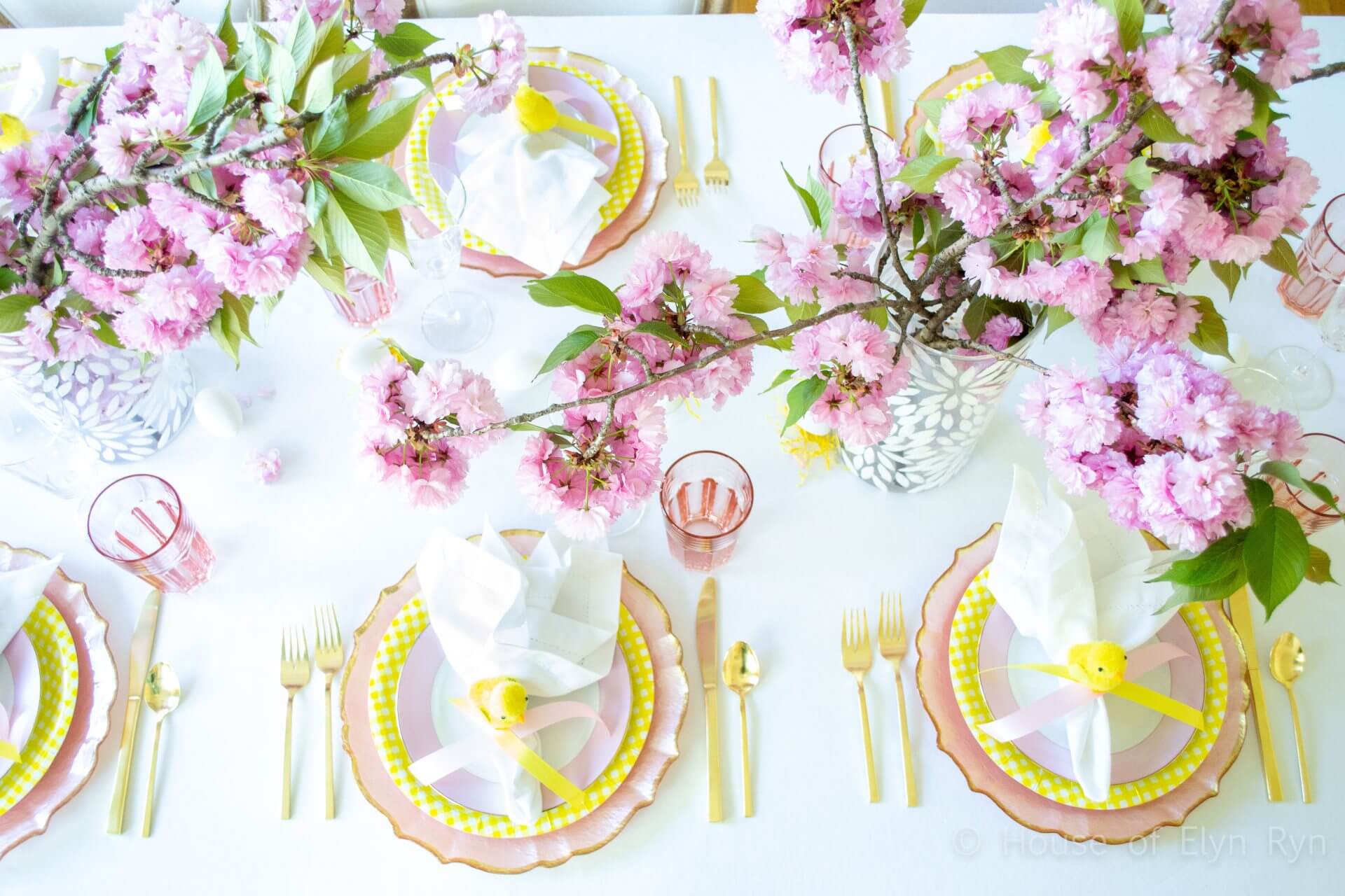 Pink and Yellow Spring Table - The House of Elyn Ryn