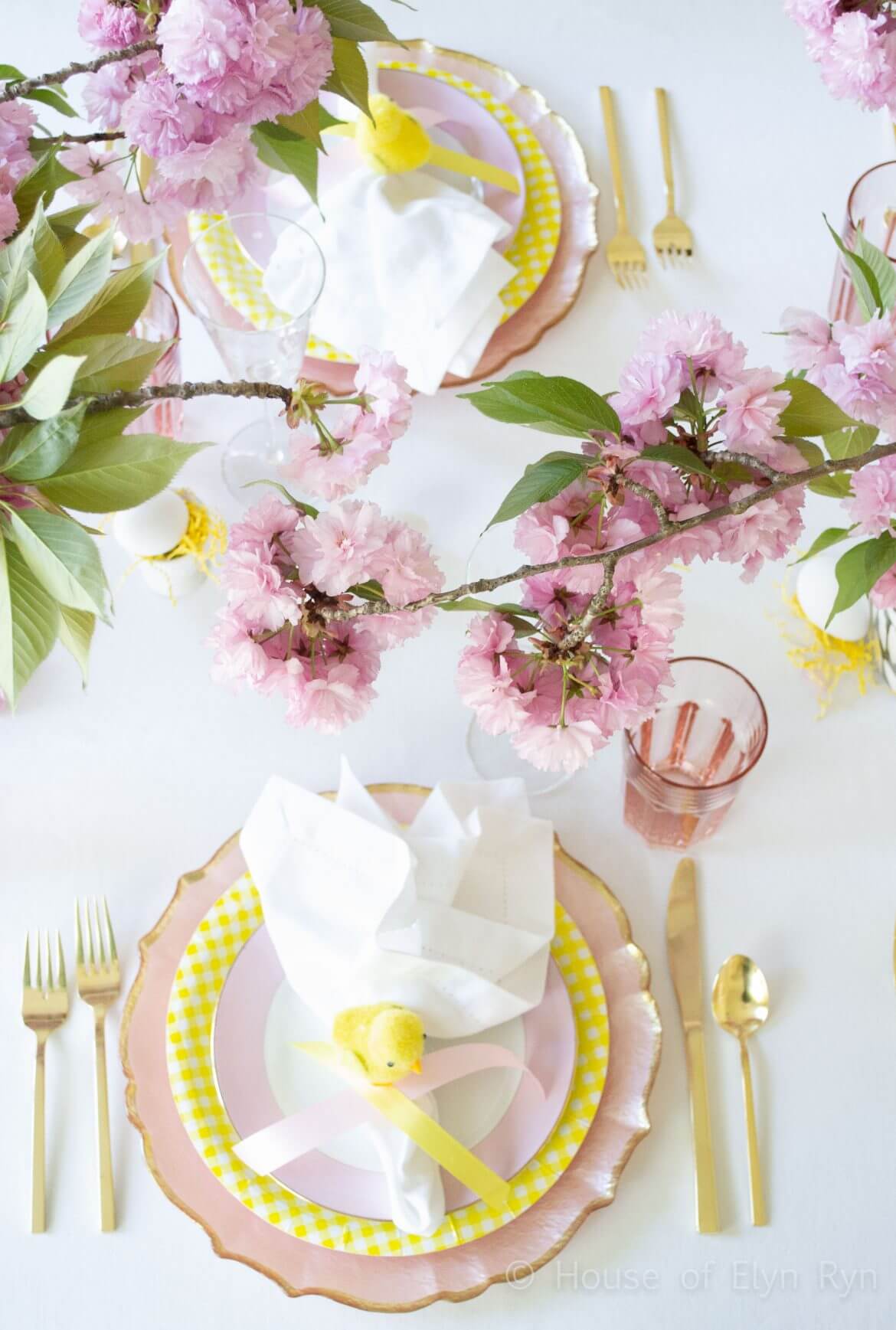 Pink and Yellow Spring Table - The House of Elyn Ryn