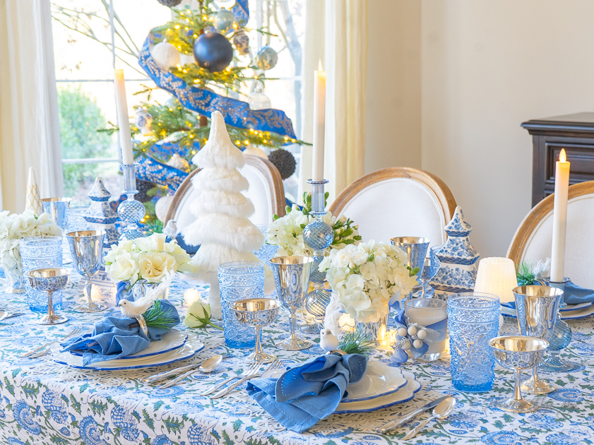Blue Christmas Table