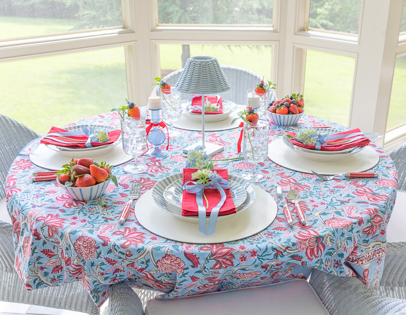 Floral Red, White, and Blue Table