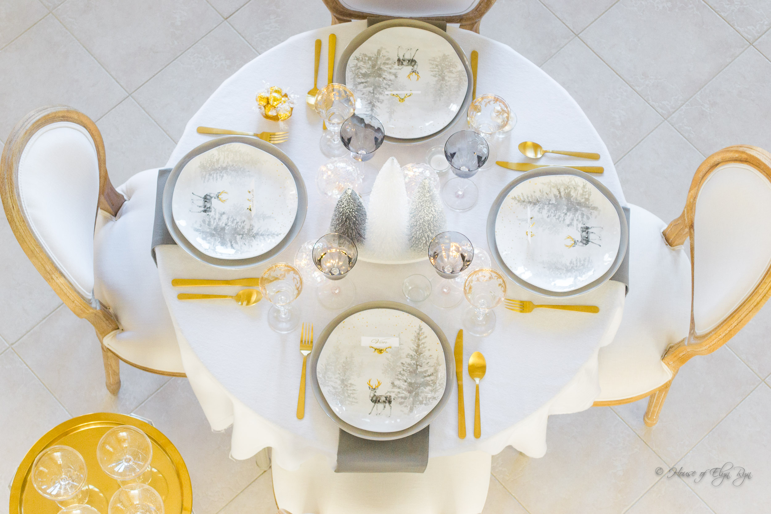 Gold and Gray Winter Table