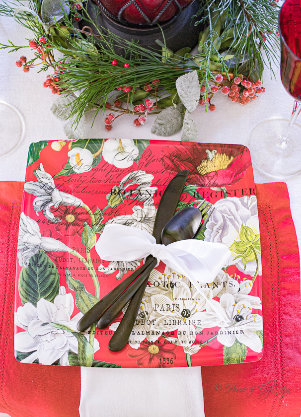 Red Botanical Table