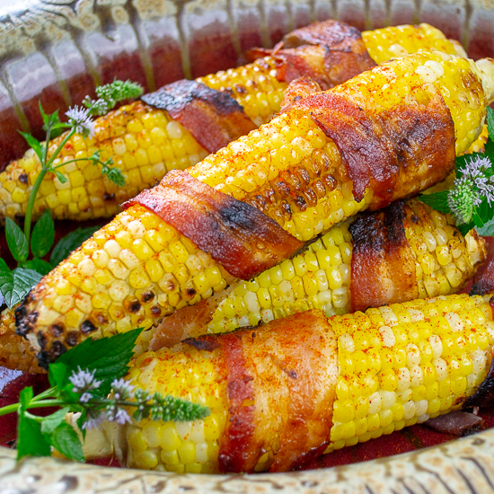 Roasted Corn Wrapped in Bacon
