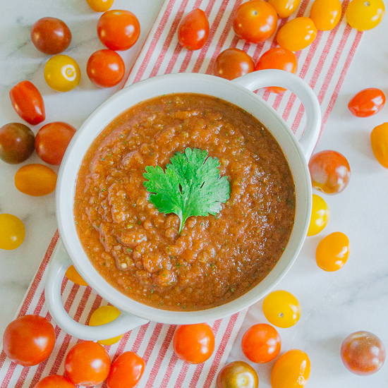 A bowl of fresh tomato salsa