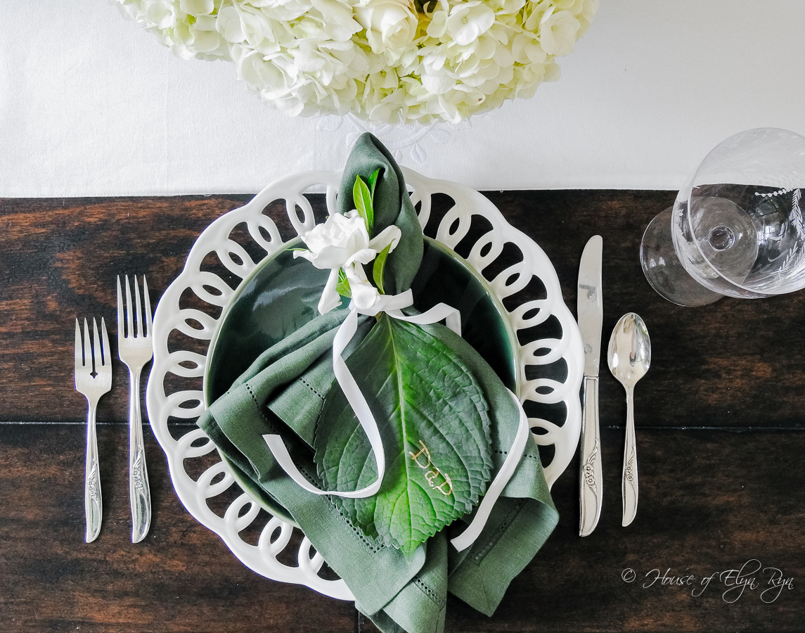 Green and White Tablescape