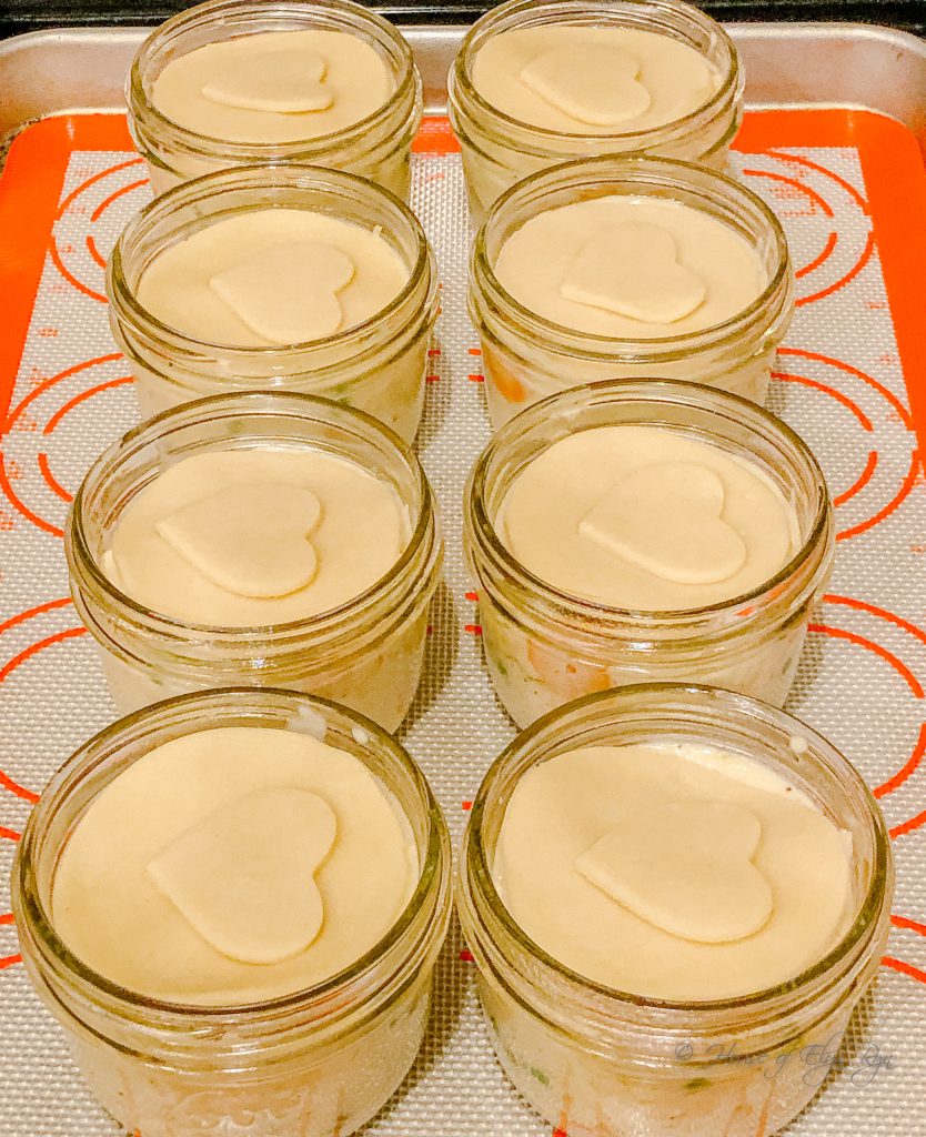 Chicken Pie Jars in half-sized canning jars