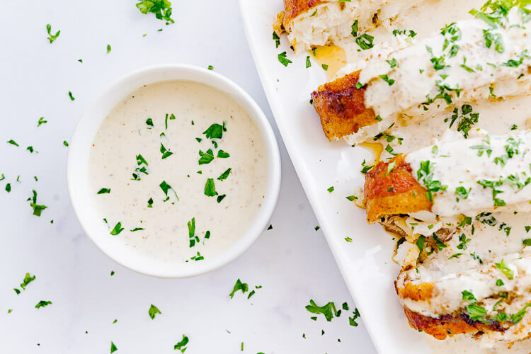 Sauce that is ready for dipping or spooning over the fish.