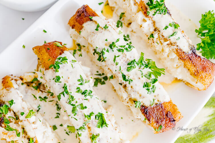 Sliced fish fingers