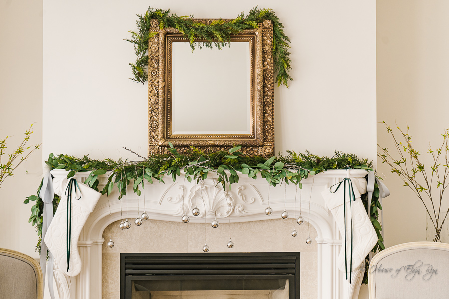 Green and White Christmas Foyer