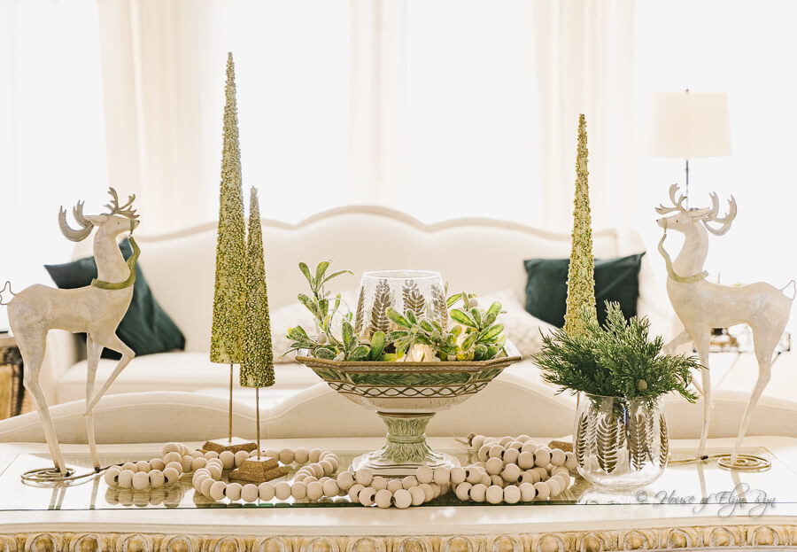 Green and White Christmas Foyer