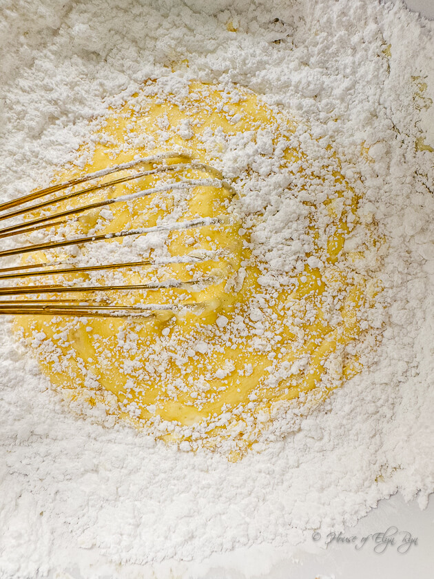 Mixing in the confectioners' sugar