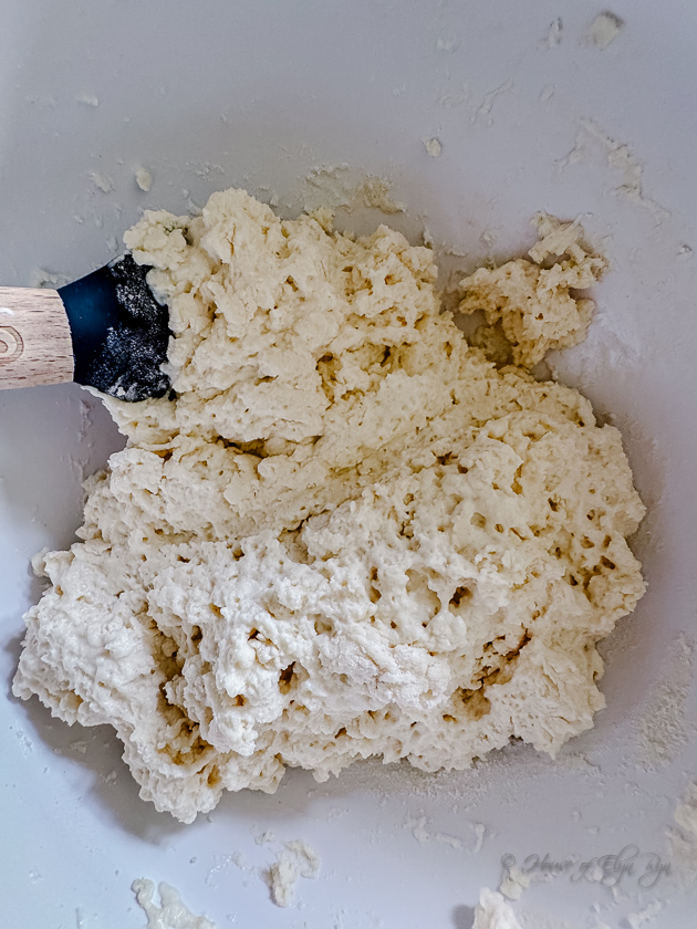 Stirring just until the dough is moistened