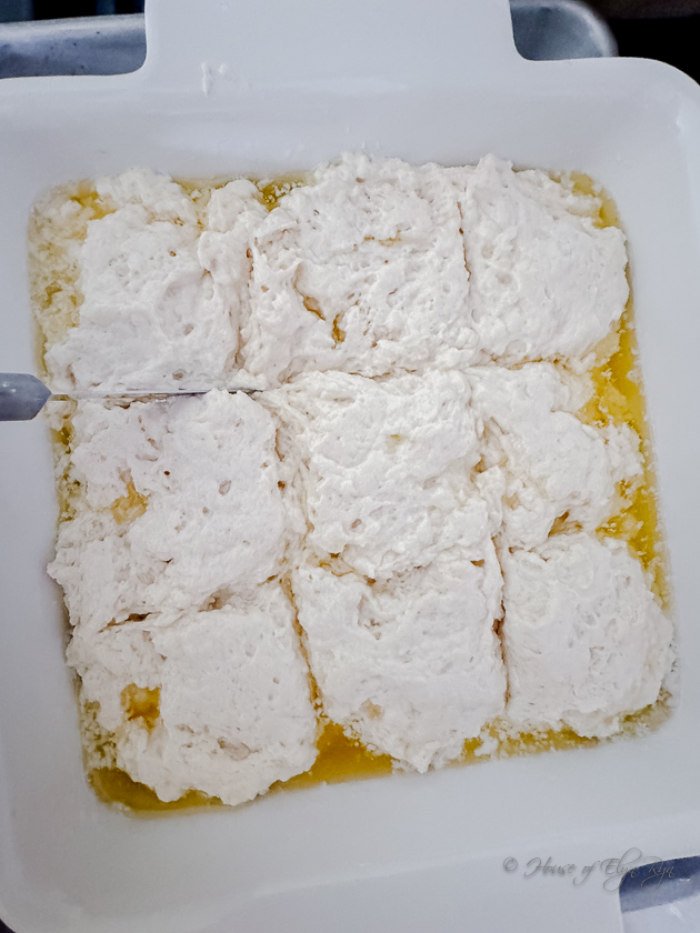 The top is scored to create nine biscuits