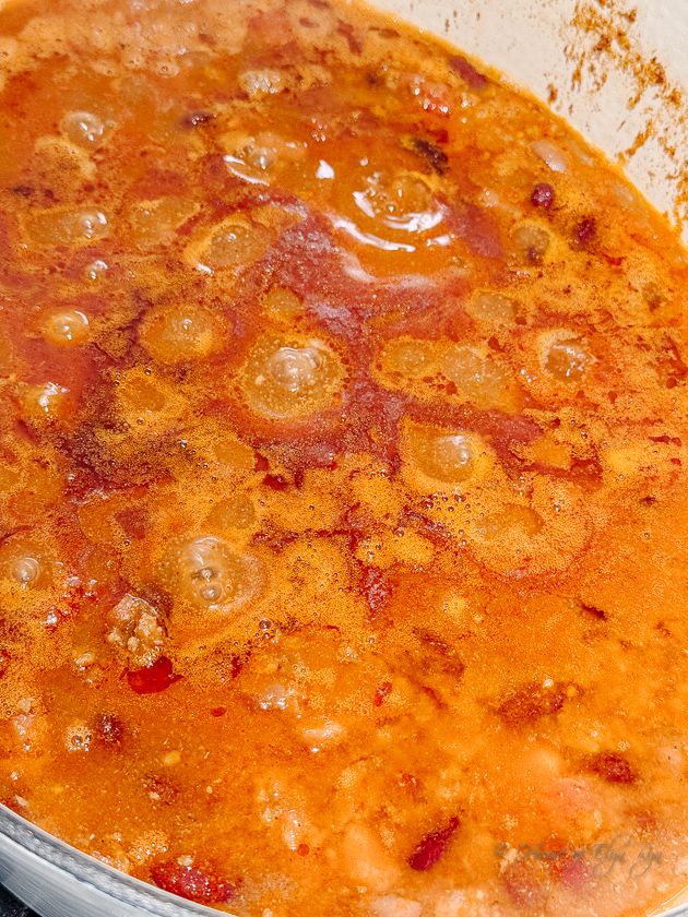 Chili simmering.