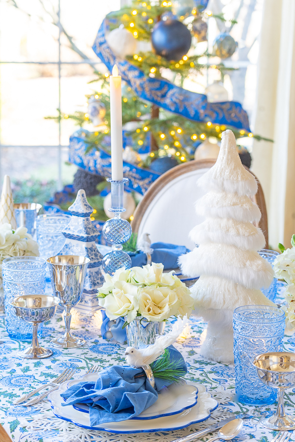 A Blue and White Holiday Table