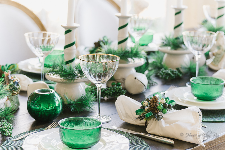 A Green and White Holiday Table