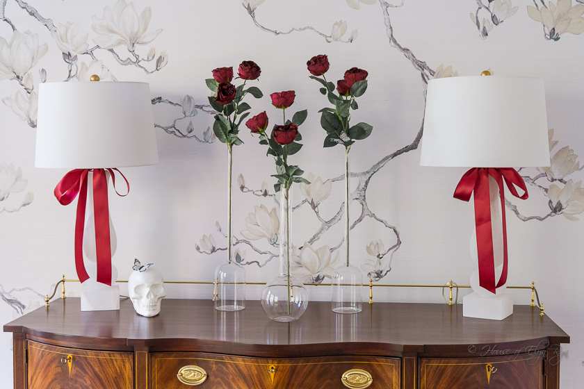 Red Flowers and Branching Wallpaper