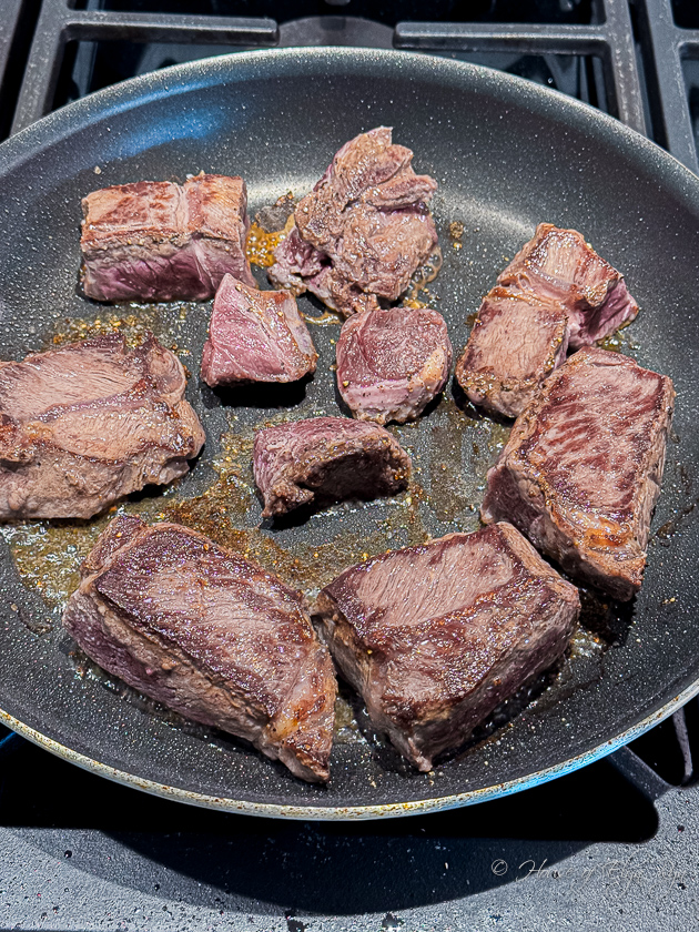 Browning Meat for Beef Bourguignon